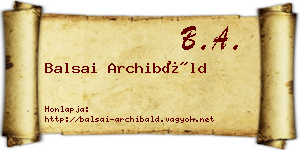 Balsai Archibáld névjegykártya